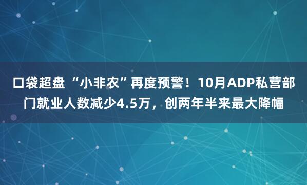口袋超盘 “小非农”再度预警!10月ADP私营部门就业人数减少4.5万,创两年半来最大降幅